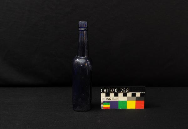 BOTTLE, blue tinted glass