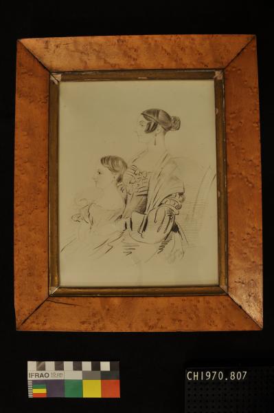 PENCIL PORTRAIT, in wooden frame