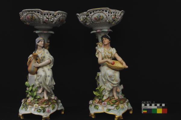 PAIR OF CHINA ORNAMENTS - DRESDEN