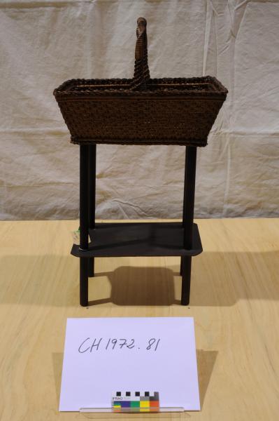 SEWING BASKET, wicker, on stand