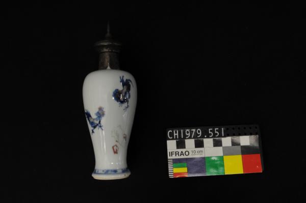 VASE, Small, Chinese, three cockerels