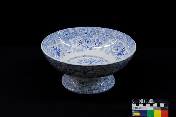 PEDESTAL BOWL, blue floral