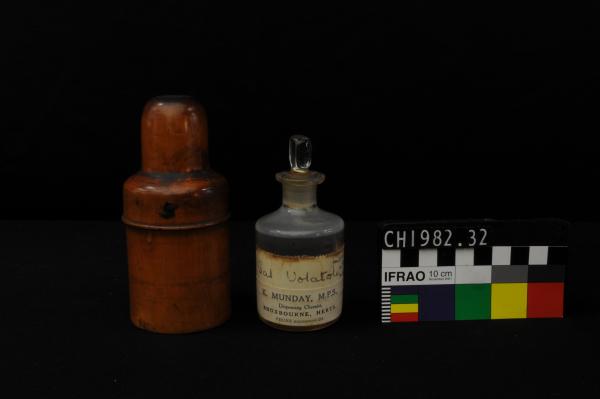 MEDICAMENT BOTTLE in Wooden Container