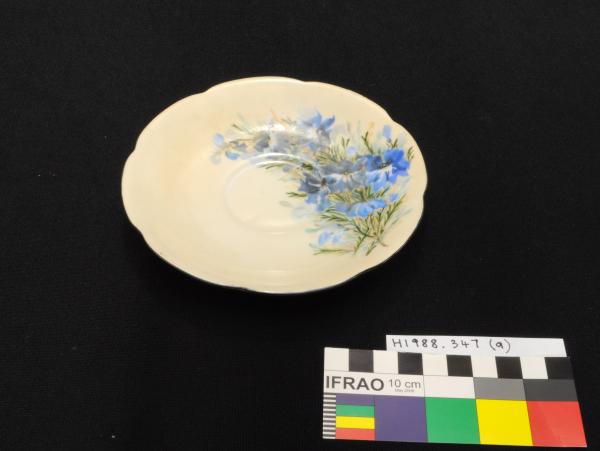 CUP & SAUCER, handpainted, C.E. Irving