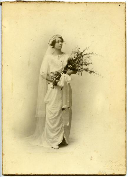 WEDDING DRESS, with photograph, 1914