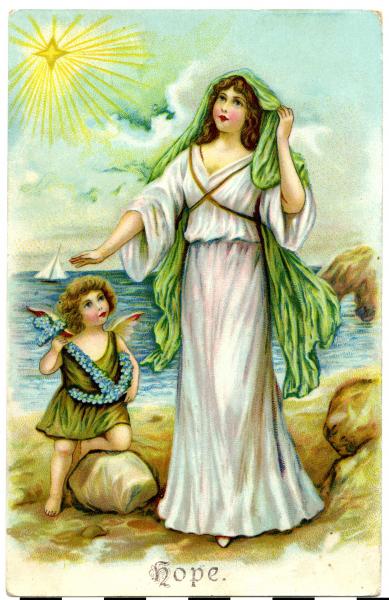 POSTCARD, Print of Woman and Child Angel