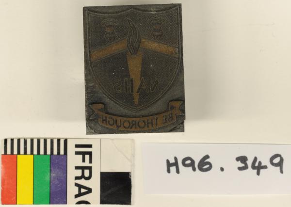 PRINTING BLOCK, 'NA HS' logo, metal