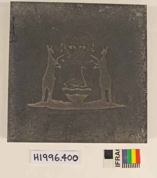 PRINTING BLOCK, W.A. Coat of Arms, metal