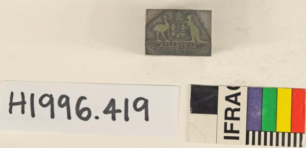 PRINTING BLOCK, Australian Coat of Arms, metal