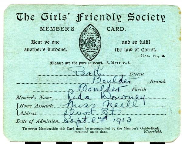 MEMBERSHIP CARD, Girls Friendly Society