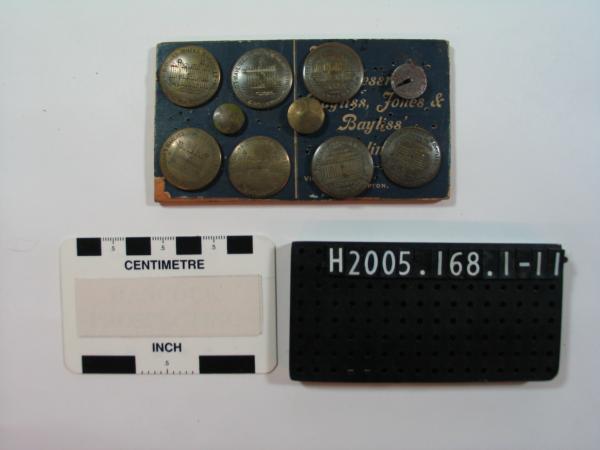 MANUFACTURER'S SAMPLE BOARD WITH SURVEYING PINS