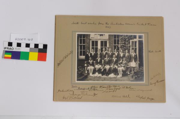 PHOTOGRAPH, Official, black & white, Australian Women’s Cricket Team, mounted, autographed, 1937