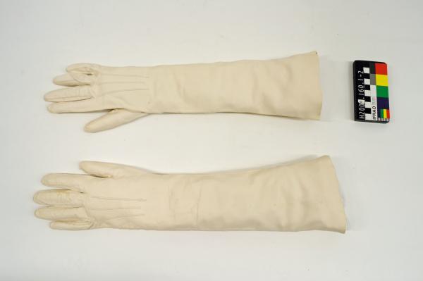 GLOVES, evening, long, cream, kid leather