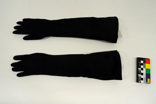 GLOVES, evening, long, black, kid leather suede