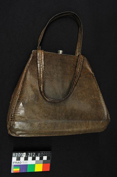 HANDBAG, reptile skin, gold plated clasp