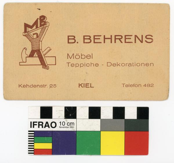 BUSINESS CARD, ‘B. BEHRENS/ Möbel/…’