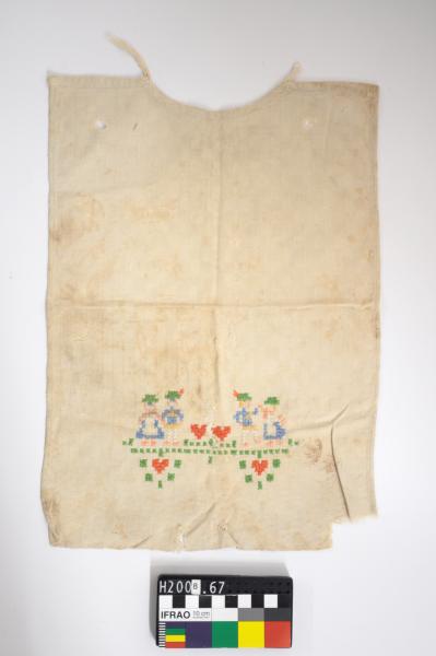 BIB, rectangular, cream, embroidered figures