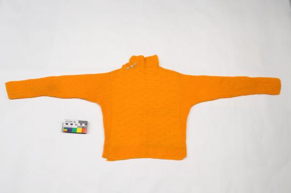 JUMPER, orange, woollen, hand-knitted
