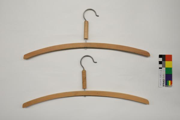 COAT HANGERS X 2, wooden, wooden hook sheath