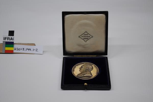 MEDAL, in box, Royal Horticultural Society, 1908, to WA Govt