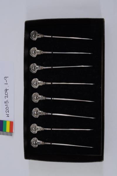 COCKTAIL PICKS, boxed set of 8, silver, JAB Linton