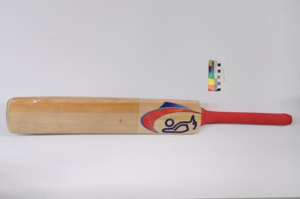 CRICKET BAT, wood, red rubber handle, ‘The Beast’, ‘KOOKABURRA’, Mike Hussey