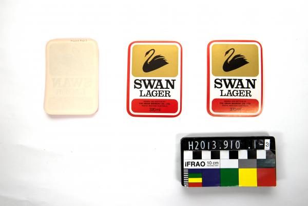 BEER LABELS, x3, small, rectangular, 'SWAN/ LAGER', Swan Brewery, 370ml