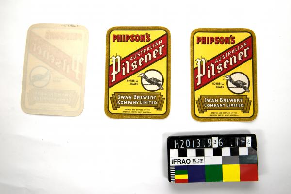 BEER LABELS, x3, large, rectangular, 'PHIPSON'S/ AUSTRALIAN/ PILSENER'