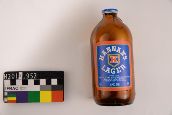 BEER BOTTLE, display, stubby, Hannan's Lager, Kalgoorlie Brewing