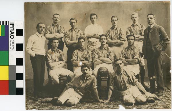 PHOTOGRAPH, with FRAME, sepia, group portrait, City United? football club, 1908