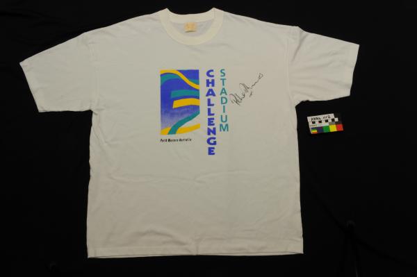 T-SHIRT, male, white, 'Challenge Stadium', signed