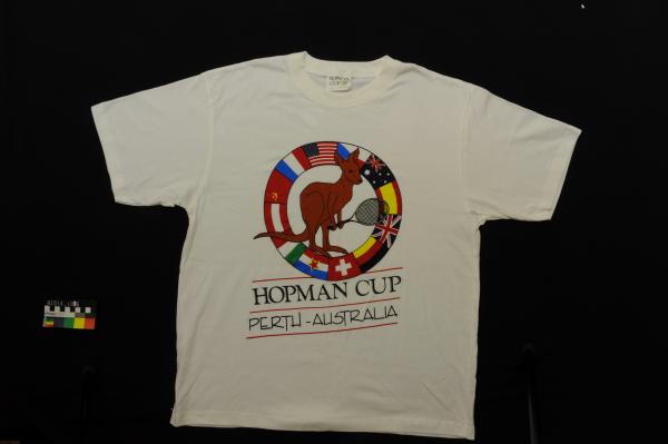 T-SHIRT, male, white, Hopman Cup, kangaroo logo, 1989-1990