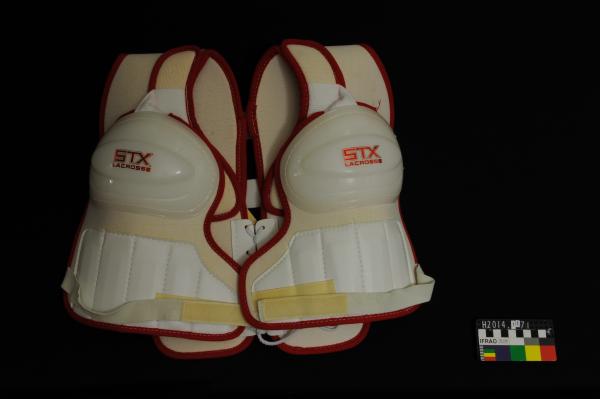 UPPERBODY PAD, lacrosse, white/red, 'STX Lacrosse', 1980s