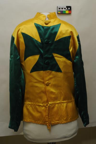 JOCKEY SILKS, shirt, trotting, green/yellow, silk, Frank Kersley