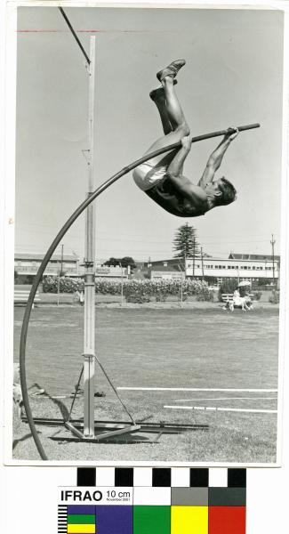 PHOTOGRAPH, b&w, athletics, pole vault, Trevor Bickle