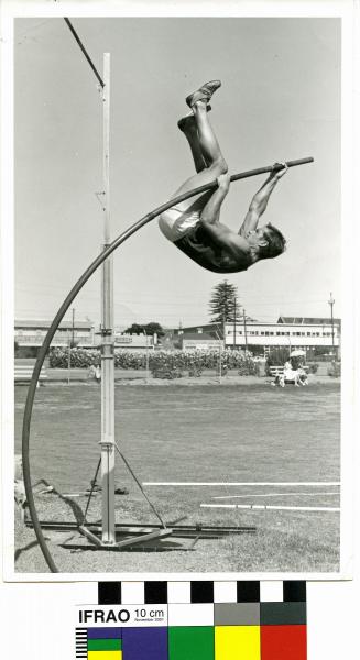 PHOTOGRAPH, b&w, athletics, pole vault, Trevor Bickle