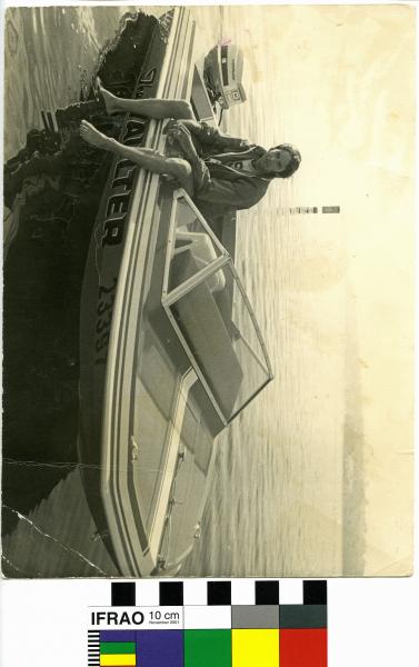 PHOTOGRAPH, b&w, athletics, pole vault, speed boat, Trevor Bickle