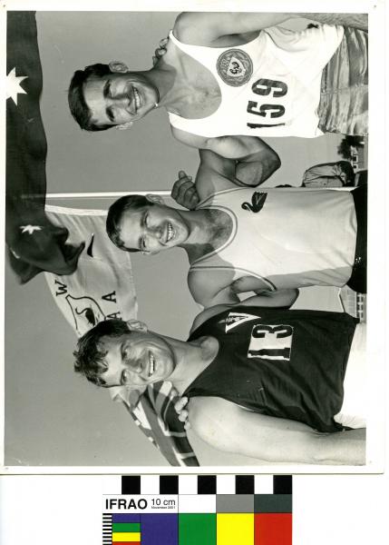 PHOTOGRAPH, b&w, athletics, pole vault, J.R. Filshie/J. Pfitzer, Trevor Bickle, 23 March 1963