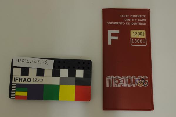 IDENTIFICATION CARD, 1968 Mexico Olympic Games, #13001, basketball manager, Arthur McRobbie