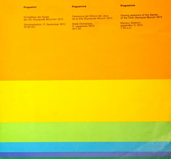 PROGRAMME, closing ceremony, 1972 Munich Olympic Games