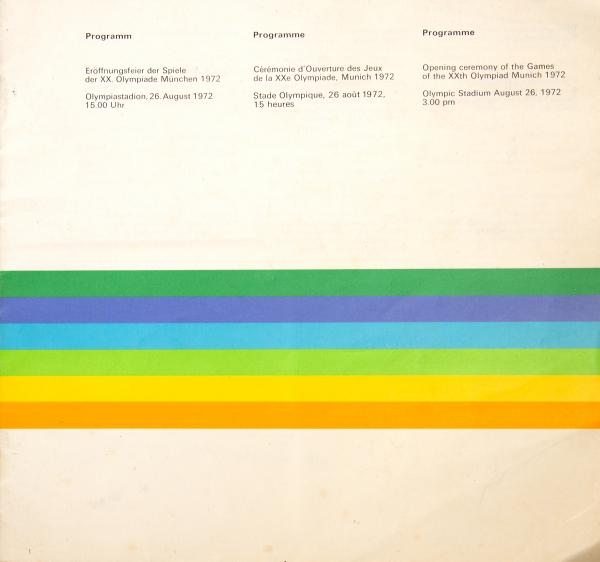 PROGRAMME, opening ceremony, 1972 Munich Olympic Games