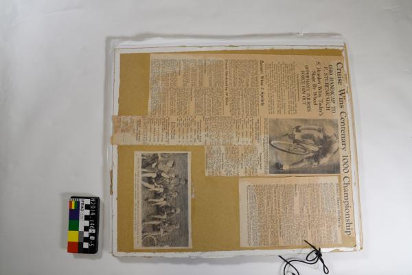 SCRAPBOOK, cycling, newspaper clippings, 1930s Horrie Marshall