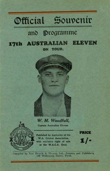 PROGRAMME, cricket, 17th Australian Eleven on Tour, 1930
