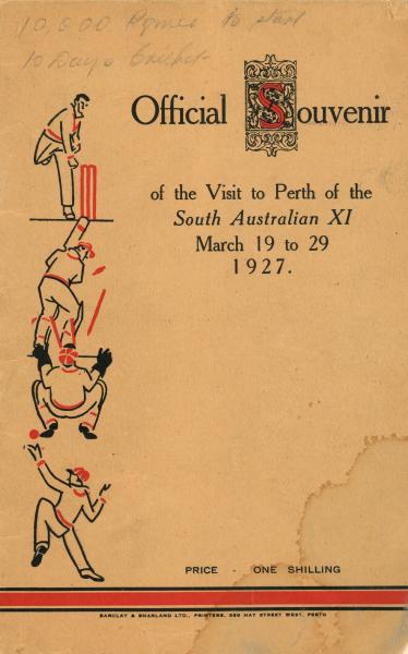 PROGRAMME, cricket, Western Australia v South Australia, 1927