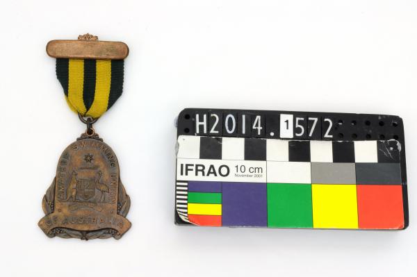 MEDAL, water polo, 1st place, on bar with yellow/gold ribbon, Australian Water Polo Championships, 1959