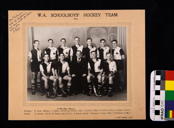 PHOTOGRAPH, b&w, WA Schoolboys Men's Hockey Team, 1950