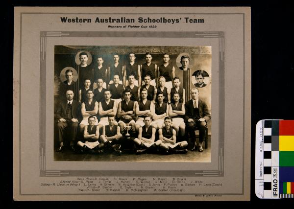 PHOTOGRAPH, b&w, mounted, football, W.A. Schoolboys' Team, 1929