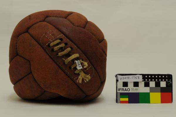 SOCCER BALL, leather, lace-up, Tom Carruthers, 1960s