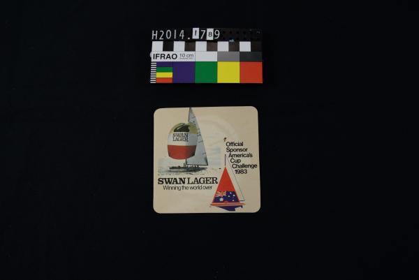 DRINK COASTER, 'Swan Lager', America's Cup, 1987