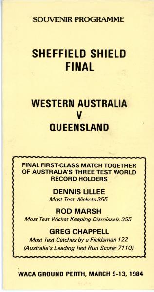 PROGRAMME, cricket, Western Australia vs Queensland, 1984